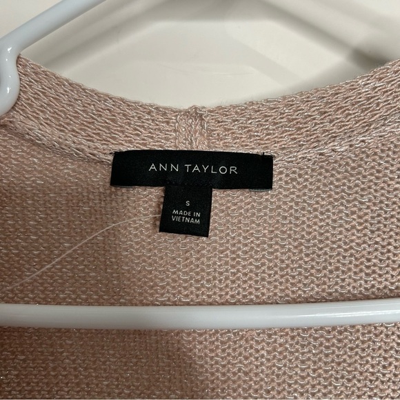 Ann Taylor Women’s Open Front Light Pink Sparkle Cardigan Sweater Small EUC - Picture 2 of 4